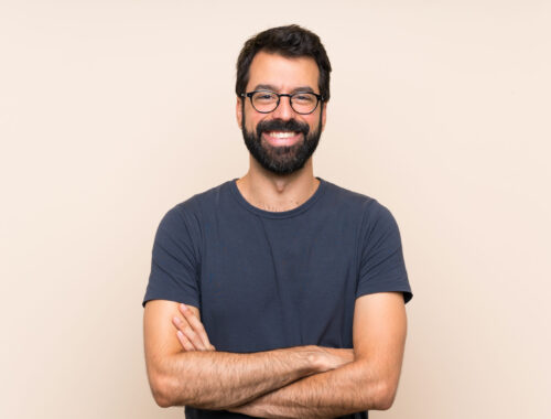 A man standing with his arms crossed