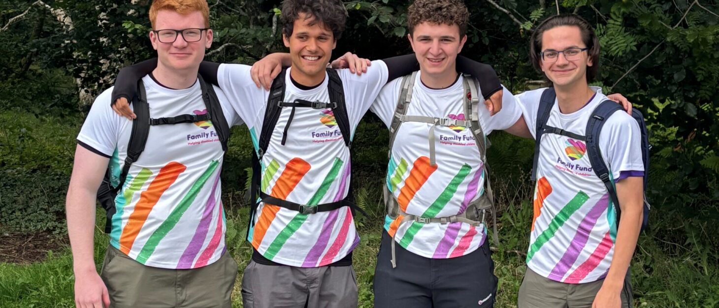 Laurence, Cormac, Max and Tom in their Family Fund t-shirts