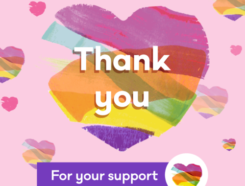 The Family Fund heart surrounded by lots of hearts, with the text 'Thank you for your support.'