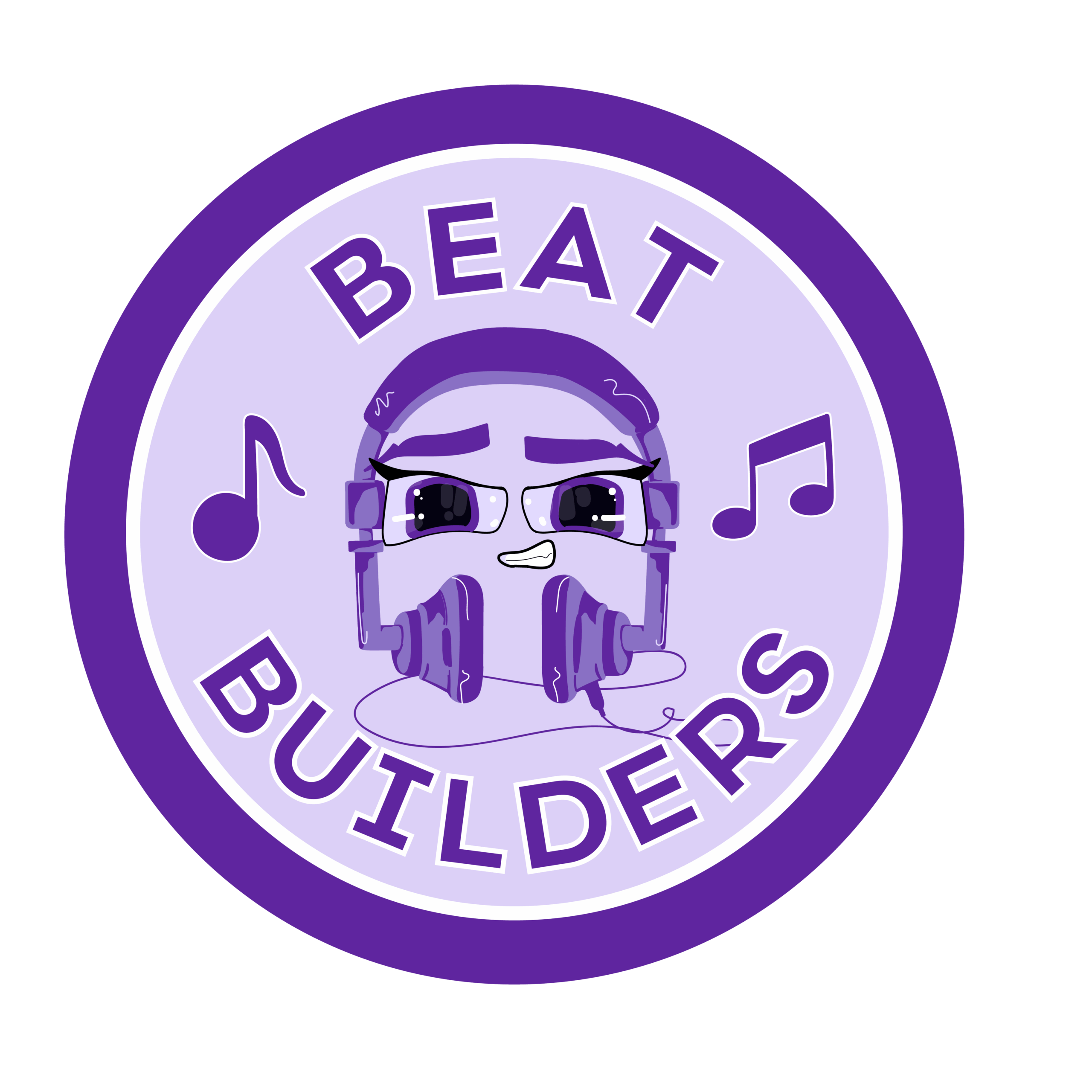 Beat builders badge with headphones character