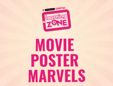 a discover digital learning zone logo with the text movie poster marvels