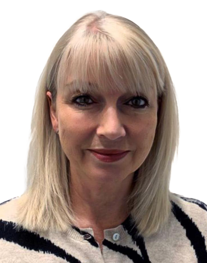 A woman with blonde curled hair