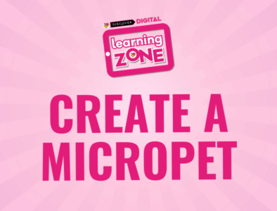 a discover digital learning zone logo with the text create a micropet