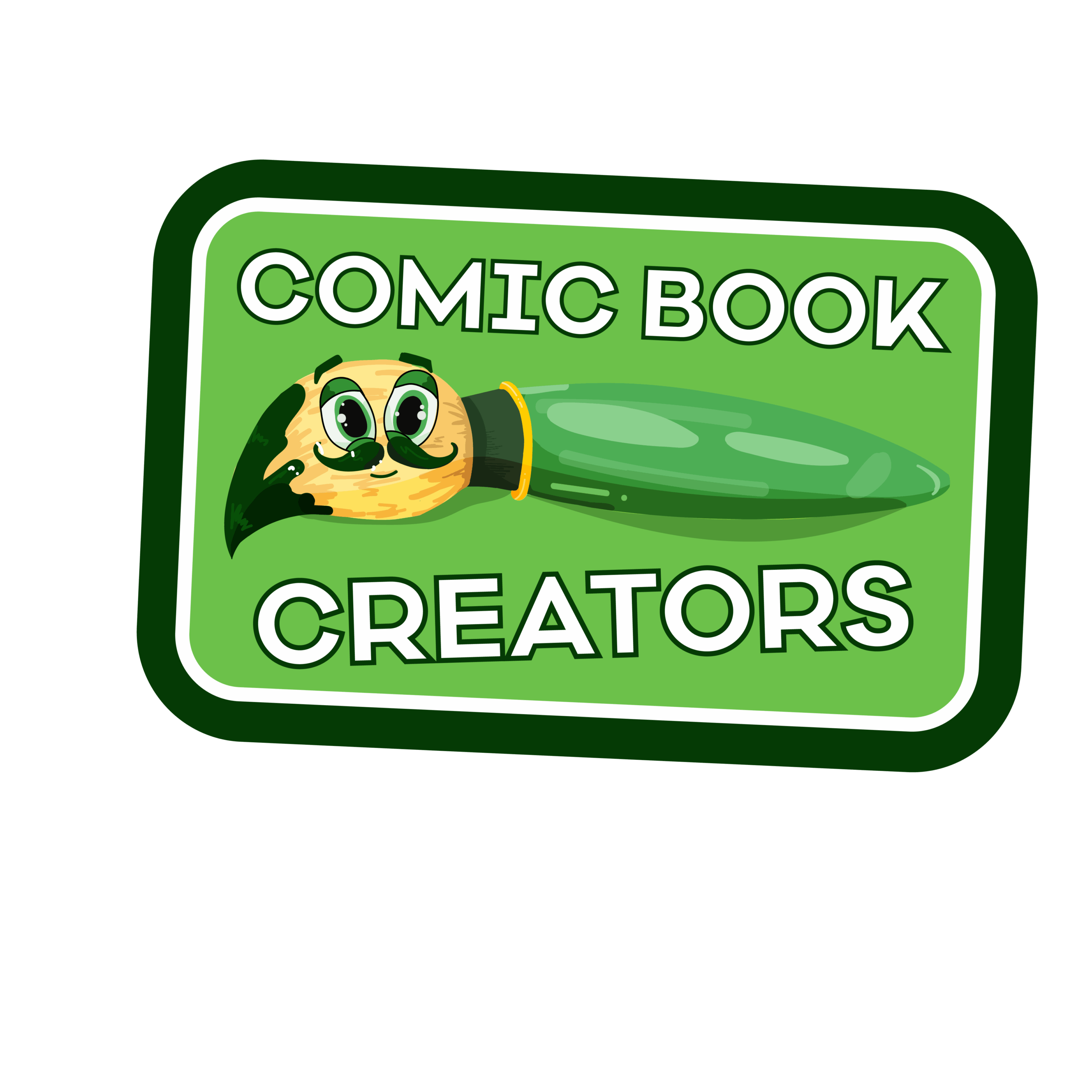 Comic book creators badge with paintbrush character