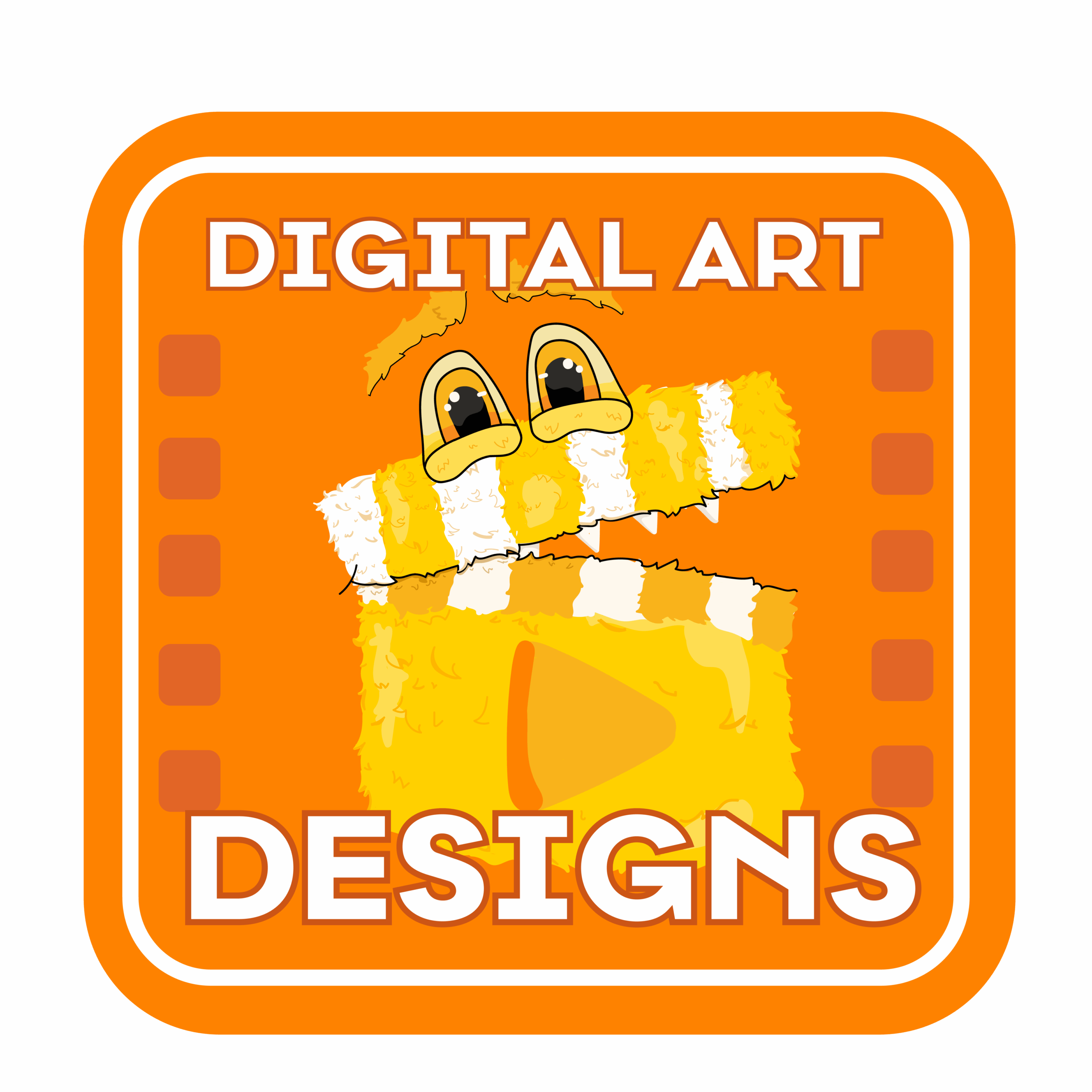Digital art designs workshop badge with the clapboard character