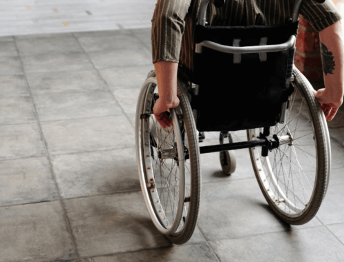 A person sat in a wheelchair