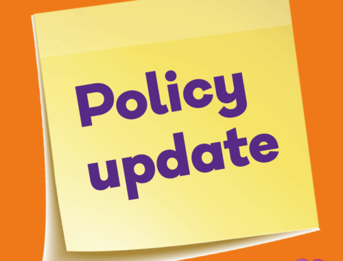 Picture of a Post-It note saying Policy Update