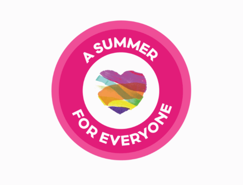 A 'Summer for everyone' logo - a pink circle with the Family Fund logo in the middle. Text reads: A summer for everyone.